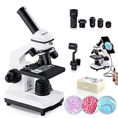 BEBANG 100X-2000X Microscope for Kids Adults, with Microscope Slides Kit, Profes