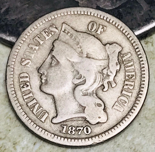 1870 Three Cent Nickel Piece 3C Ungraded Choice US Type Coin CC18187