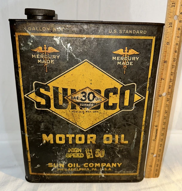 Antique Sunoco Motor Oil Sun Company Philadelphia Pa Tin Litho Early Narrow Can Antique Sunoco Motor Oil Sun Company Philadelphia Pa Tin Litho Early Narrow Can