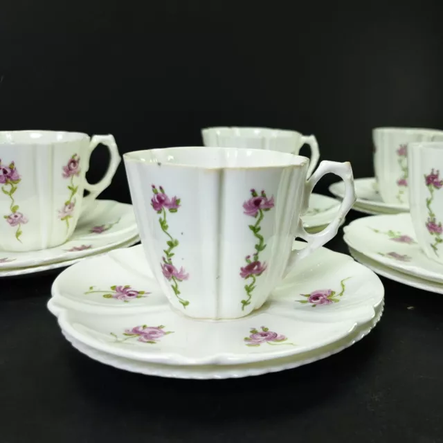 Lovely Vintage Hand Painted Aynsley 4x Tea Coffee Cups With Saucers