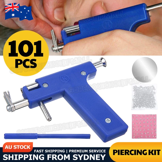 PRO STEEL EAR Nose Navel Body Piercing Gun Kit Tool Set with Pack Of 98 ...