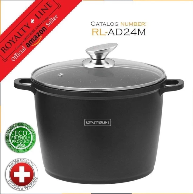 Pentola Royalty Line RL-BS34M Antiaderente In Pietra - 10 Litri, 34 Cm, Nero, Per Tutti I Fuochi - Foto 6