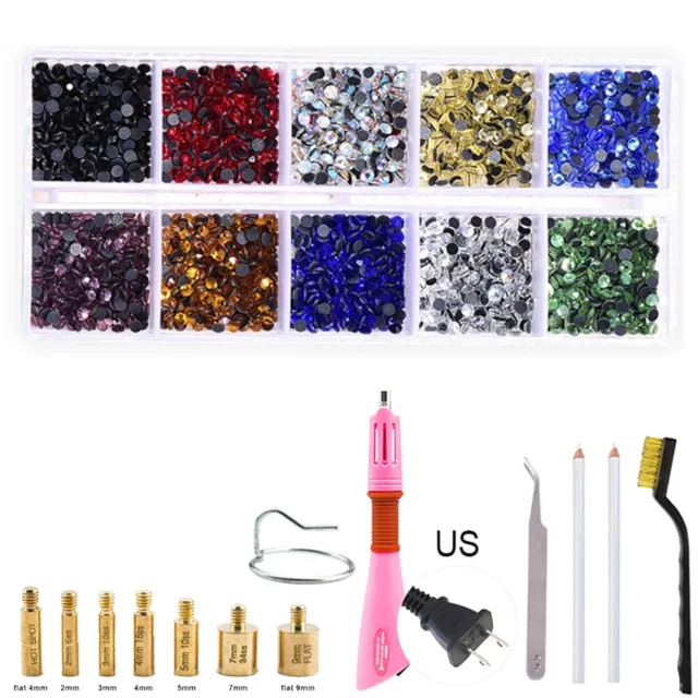 Trendy Hot Fix Rhinestones Full Set with Hotfix Applicator and Iron On Crystals