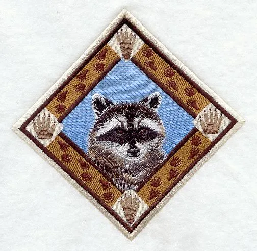 Embroidered Long-Sleeved T-Shirt - Raccoon Track Diamond D1500 Sizes S - XXL