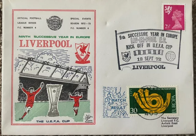 Liverpool v Eintracht Frankfurt UEFA Cup 1972 Dawn First Day Cover