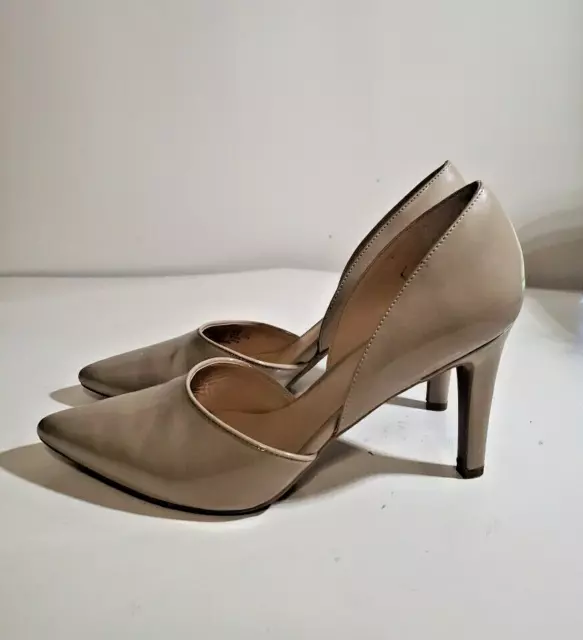 Franco Sarto Arrow Nude Beige Patent Leather Stilleto Pumps 6.5 M USA