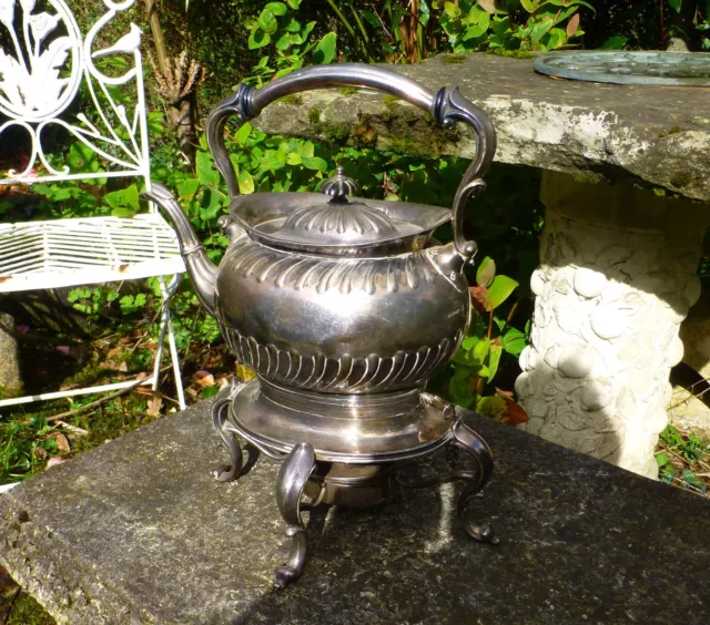 Antique Silver Plated Spirit Tea Kettle - Rare Survivor Complete with Burner