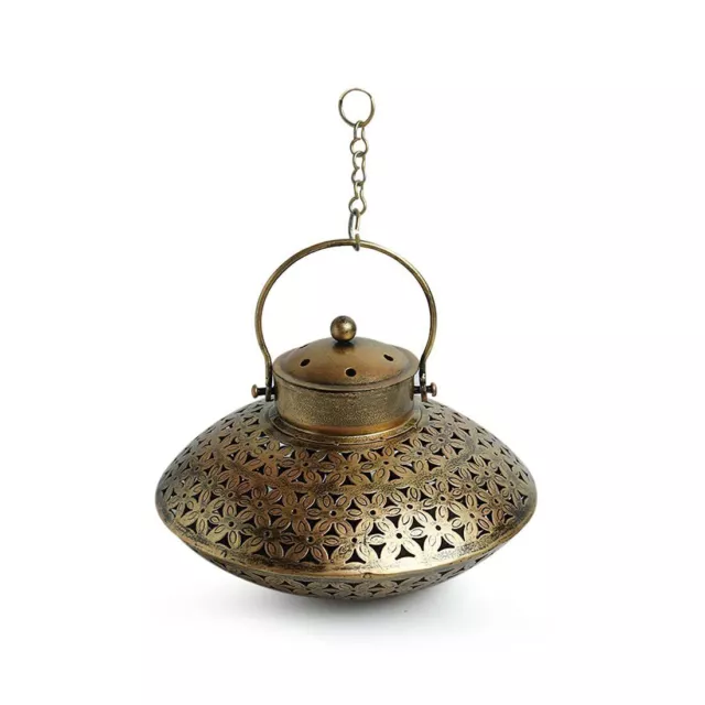 Metal Floral Incense Burner & Hanging candle Holder 'Handi ' with Wall Bracket 3