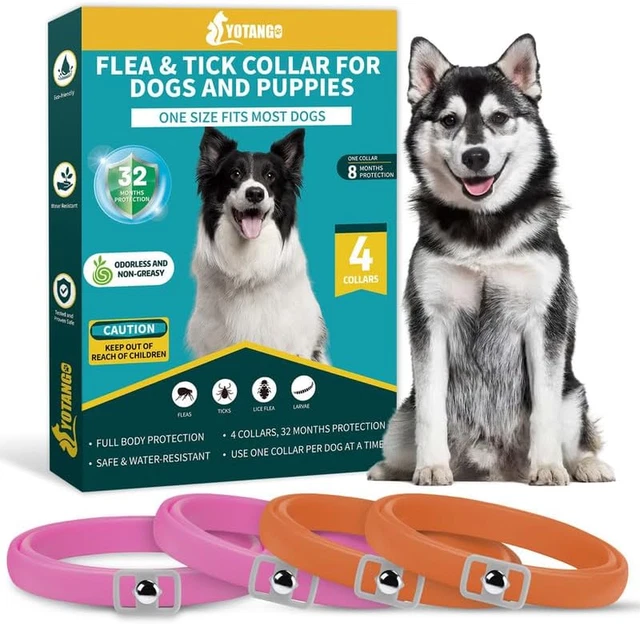 Collare Antiparassitario per Cani, 4 Pezzi Collare Antipulci Cane, Naturale Coll
