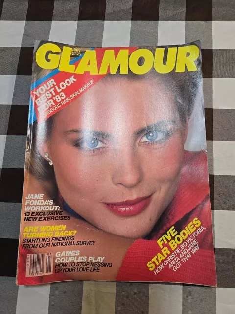 GLAMOUR MAGAZINE, JANUARY 1983, KIM ALEXIS Cover, JANE FONDA WORKOUT