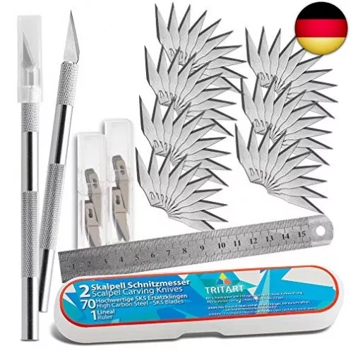 Tritart Skalpell Set I Hobbymesser Set 2 Skalpelle 70 Ersatzkingen in 2 Boxen