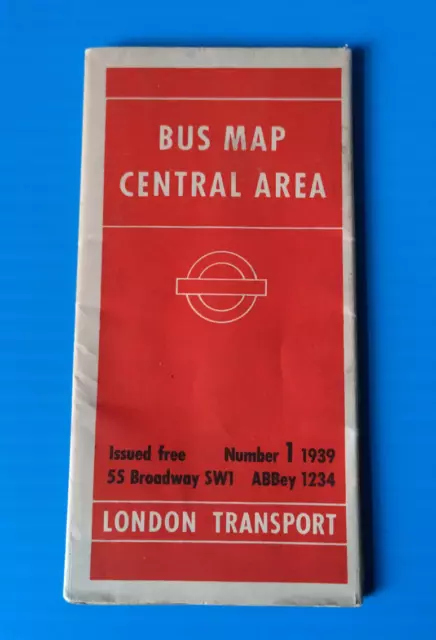 London Transport Central area bus map No 1 - 1939