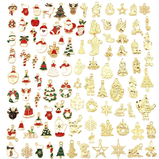 100 Stück Weihnachts-Charms, Glocken-Emaille-Charms, Legierung für