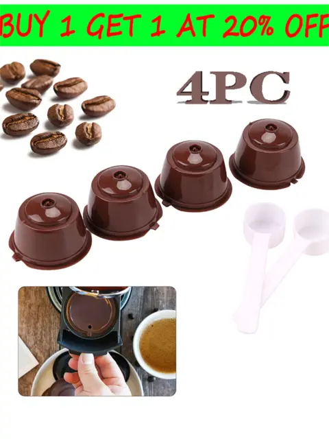 4Pcs Refillable For Dolce Gusto Nescafe Reusable Filter Pod Coffee Capsule Cup