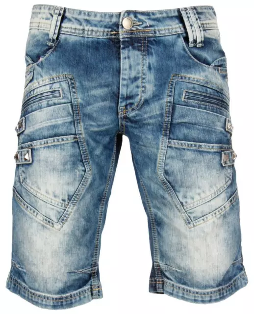 Redbrige Homme Pantacourt Capri Cargo Shorts en Jeans Denim Pantalon Bleu D'Été