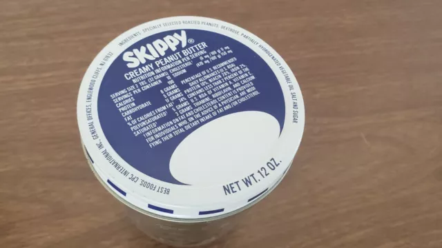 Vintage Skippy Creamy Peanut Butter Jar w/Measuring Cup w/Lid & Label 60's 70's
