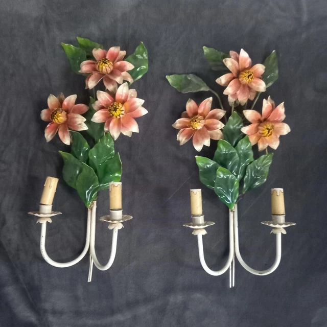 géantes exceptionnelles appliques  tôle vintage fleur pivoine méditerranée