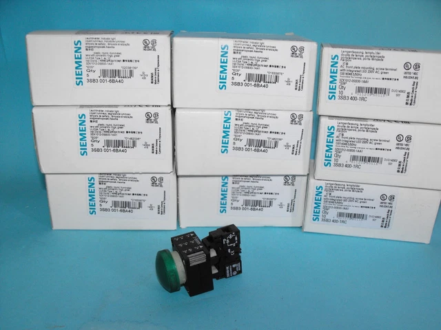Siemens 3SB3001-6BA40+3SB3400-1RC.Indicator Light.Green.(LOT10PCS).NEW