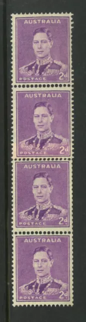 M2445 Australia 1942 SG185a - 2d bright purple. Pairs in COIL JOIN STRIP OF 4