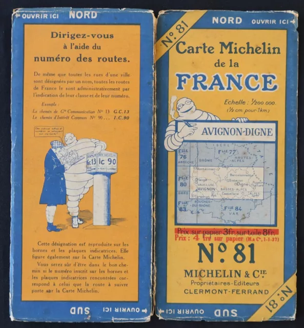 Carte 1926 MICHELIN 81 AVIGNON DIGNE Guide Bibendum pneu tyre map