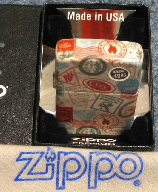 ZIPPO 540 DESIGN Lighter  HOLIDAY STAMPS 81386 Advertising FLAME Case Knives NEW