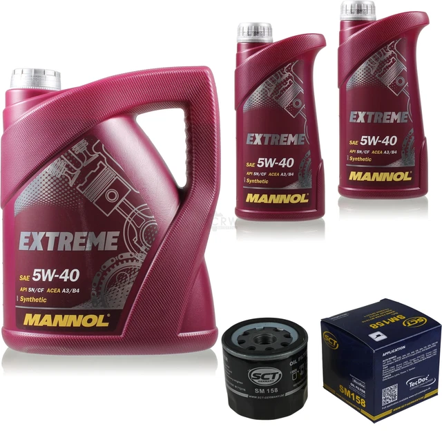 Set Olio Motore MANNOL Extreme 5W-40 5L + Filtro Olio SCT Germany – API SN/CF
