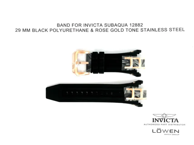 Authentic Invicta Subaqua 12882 Black Polyurethane & Rose Gold Plated Band