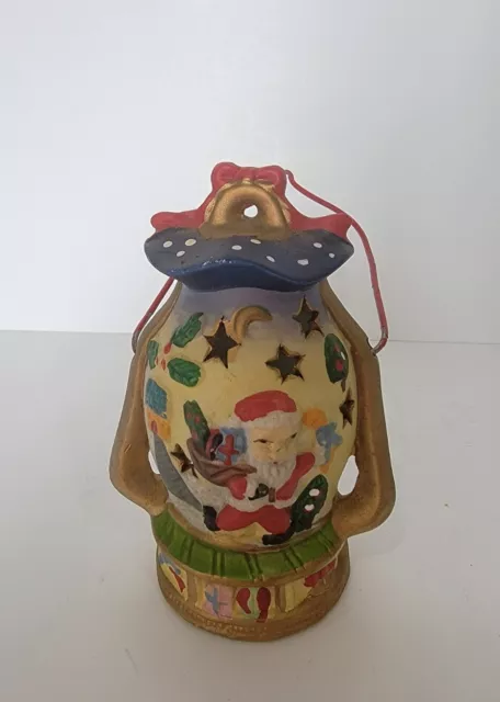 Portavelas de luz de té Santa Claus de cerámica vintage SILVESTRI de 4,5