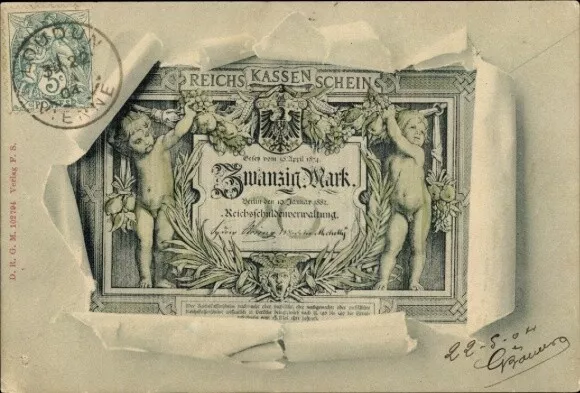 Passepartout Ak Reichskassenschein, Zwanzig Mark, Geldschein - 4194647