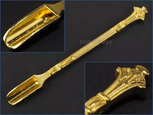 Gold Mini Tiny Metal Spoon Scoop Pick Up Small Items Shovel or Fish Feed Feeder