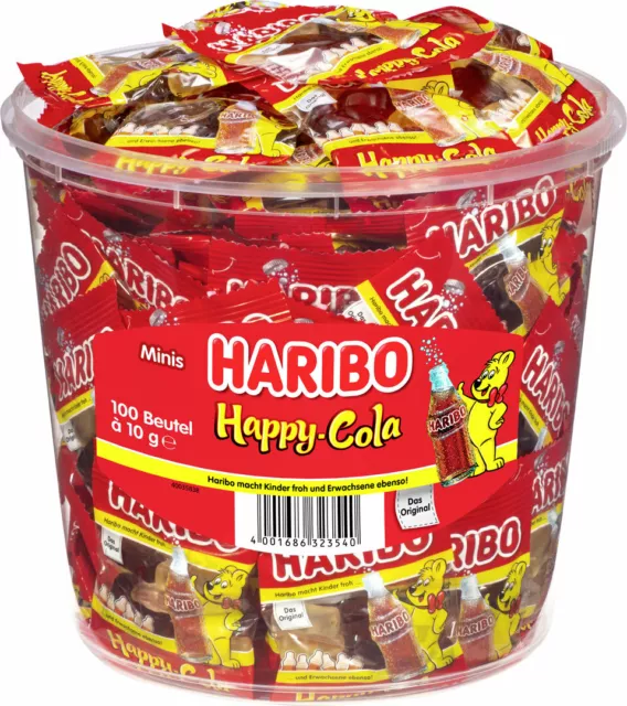 Haribo Happy Cola Gummibärchen Weingummi Fruchtgummi 100 Minibeutel