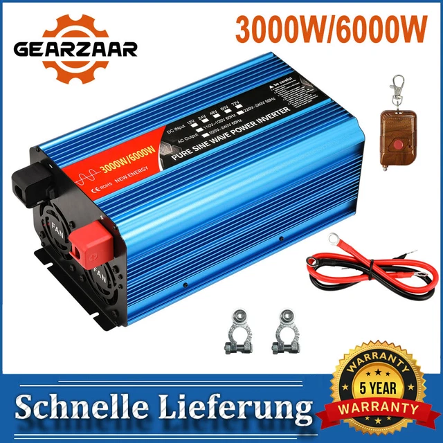 Spannungswandler 12V 230V Reiner Sinus 3000W 6000W Wechselrichter USB