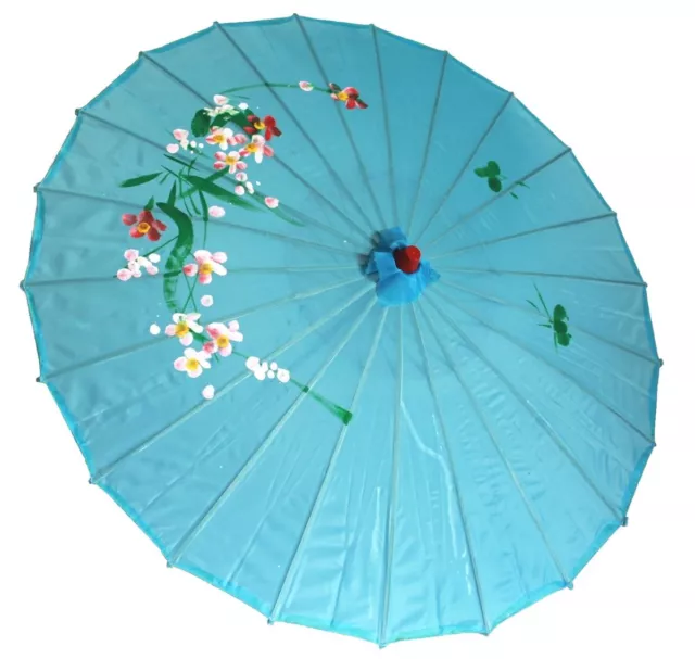 Sonnenschirm 03 B-Ware Dekoschirm Ø 84 cm Kunstfaser blau Bambus Schirm Asia