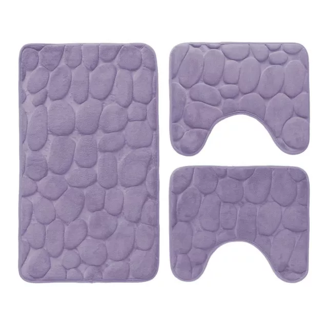 Set 3 pz Tappetini da bagno antiscivolo Sassolini Memory foam New colors T972 3