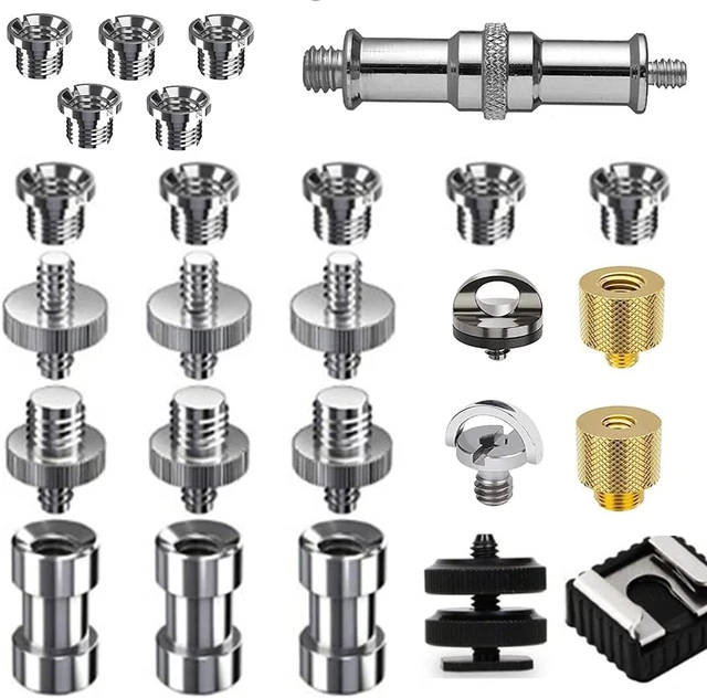 Tripod Screw Adapter 26PCS Camera Screws 1/4" to 3/8" Convert Screw for Monopod,