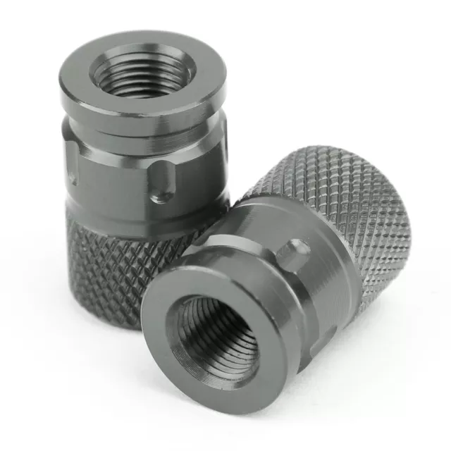 Paar Ventilkappen Alu Diebstahlschutz Titanium für Auto PKW Motorrad Fahrrad