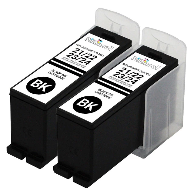 2PK fits For Dell Series 21 22 23 24 Black Ink Cartridges For V313 V515w Printer