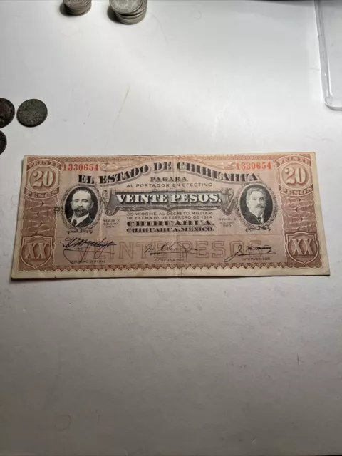 Mexico (Chihuahua) 20 Pesos 1915 UNC