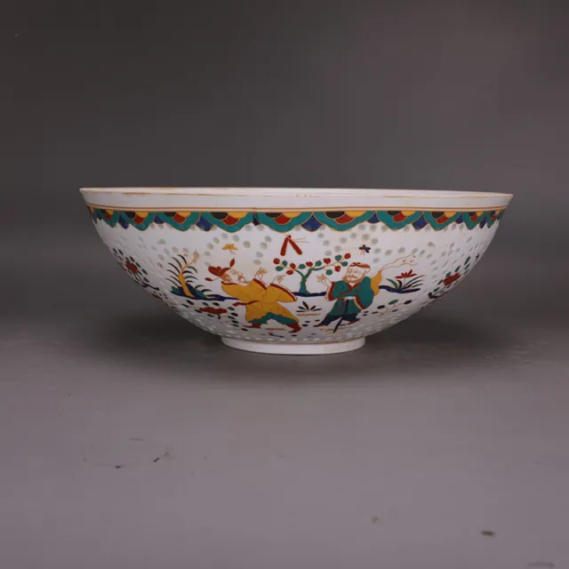 11.8"  China antique the ming dynasty Figure of Eight Immortals Big Bowl