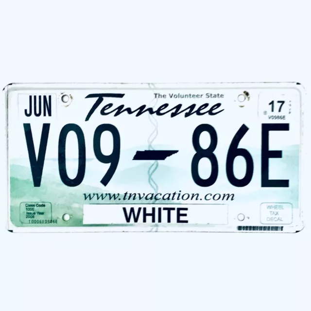 2017 United States Tennessee White County Passenger License Plate V09 86E