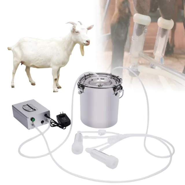 5L Electric Sheep Goat Cow Milking Machine Dual Head Vacuum Impulse Pump Milker