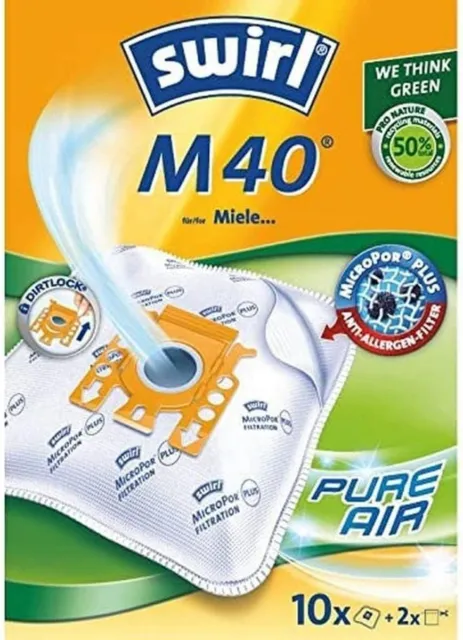 Swirl M 40 MicroPor® Plus Vorteilspack für Miele Staubsauger, 10 Beutel