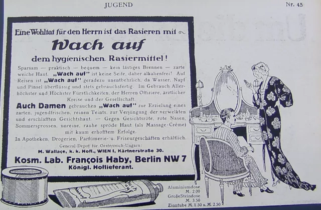 Wach auf Rasierseife Kosm. Labor Francois Haby Berlin Reklame 01 Werbung 1913