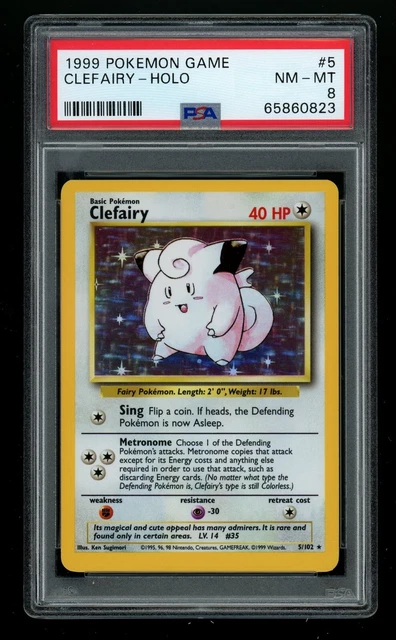 Pokemon Card Clefairy Holo Psa 8 Base Set Wotc - base fossil jungle Rocket