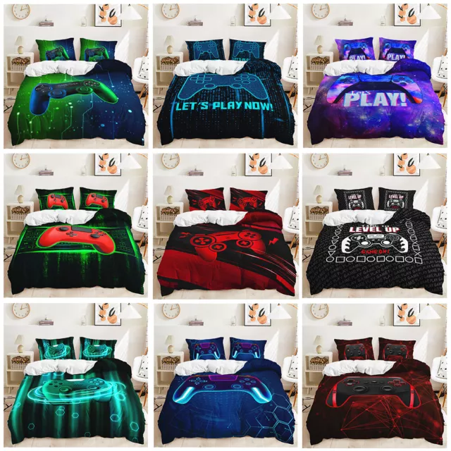 Gamer Games Gamepad Controller Duvet Doona Quilt Cover Bed Set Boys Kids Gifts