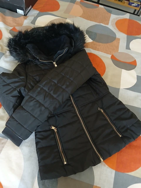 WOMAN F F TESCO black warm hooded coat fur winter jacket size 8 14.99 PicClick UK