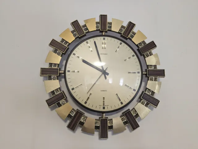 Mid century retro Metamec sunburst wall clock MCM works