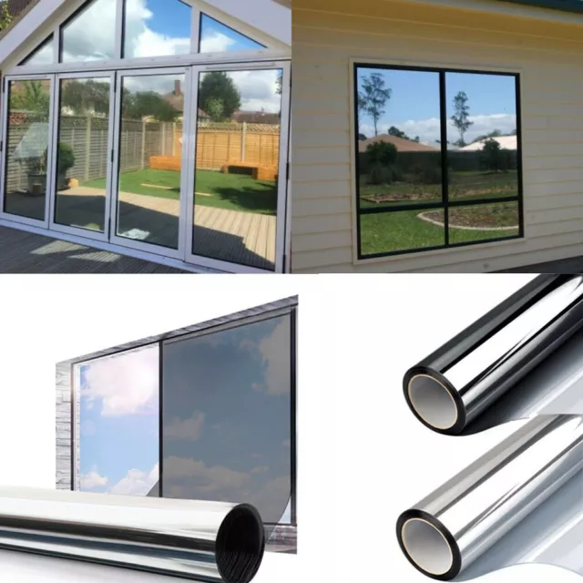 One Way Mirror Window Film Reflective Solar Tint Foil Glass Sticker Home Privacy