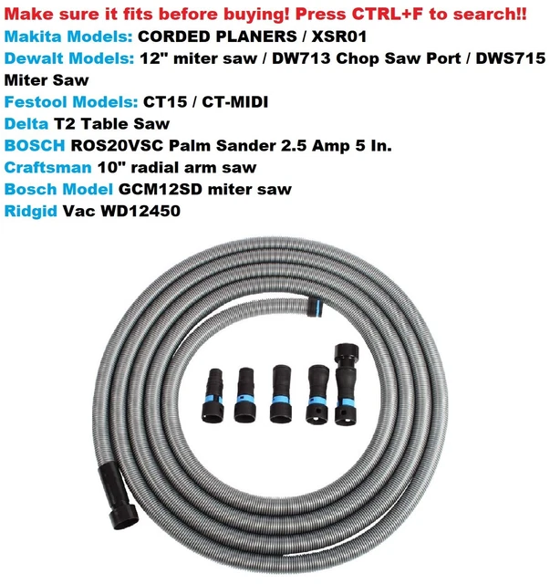 Power Tool Adapter Set for Dust Collection Vacuum Hose Fit For All Brands Listed
