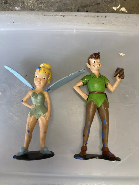 Painted Peter Pan & Tinker Bell Plastic Figure Louis Marx Co. Walt Disney 1972